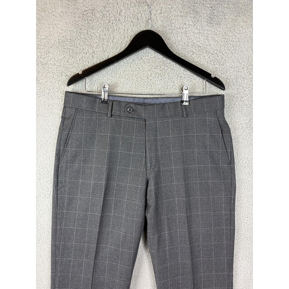 Ballin Dress Pants Mens 34x30 Gray Wool Check Comfort EZE Made In Canada Office